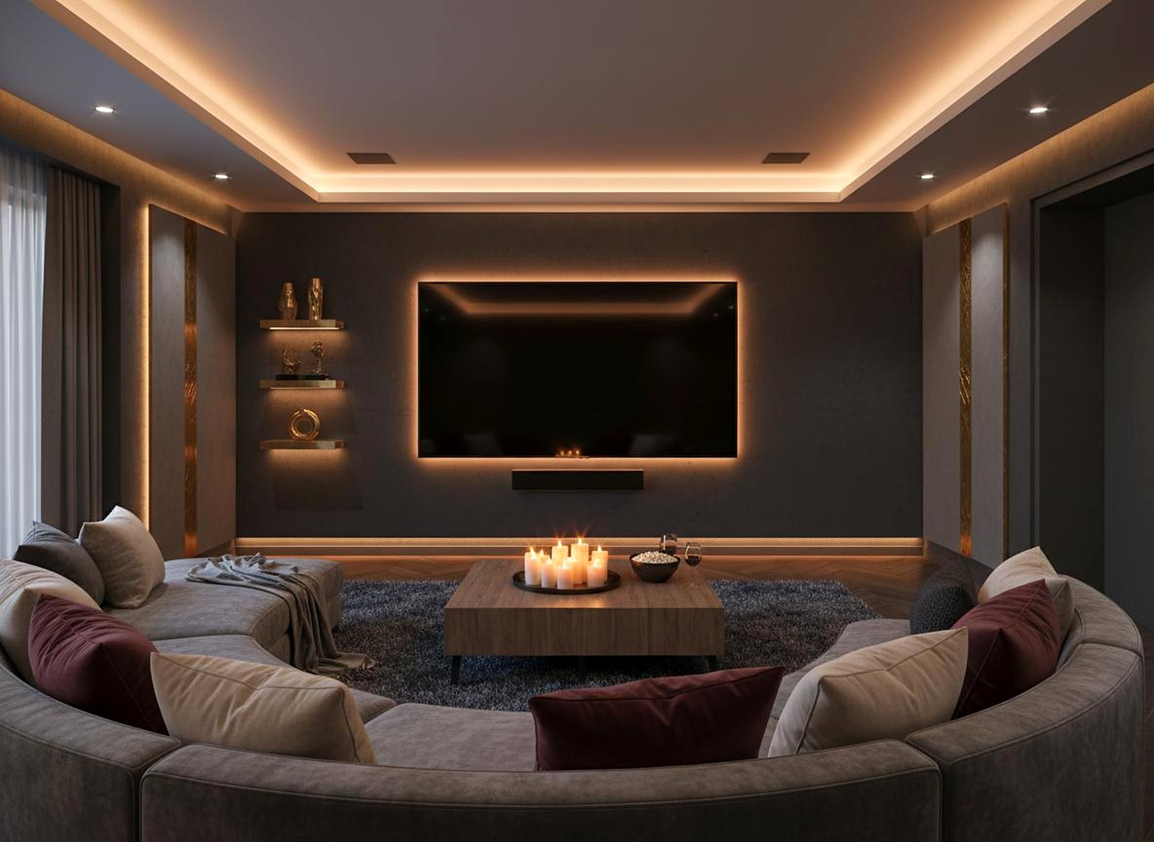 Customizable smart home scenes for movie night, relaxation, and entertaining